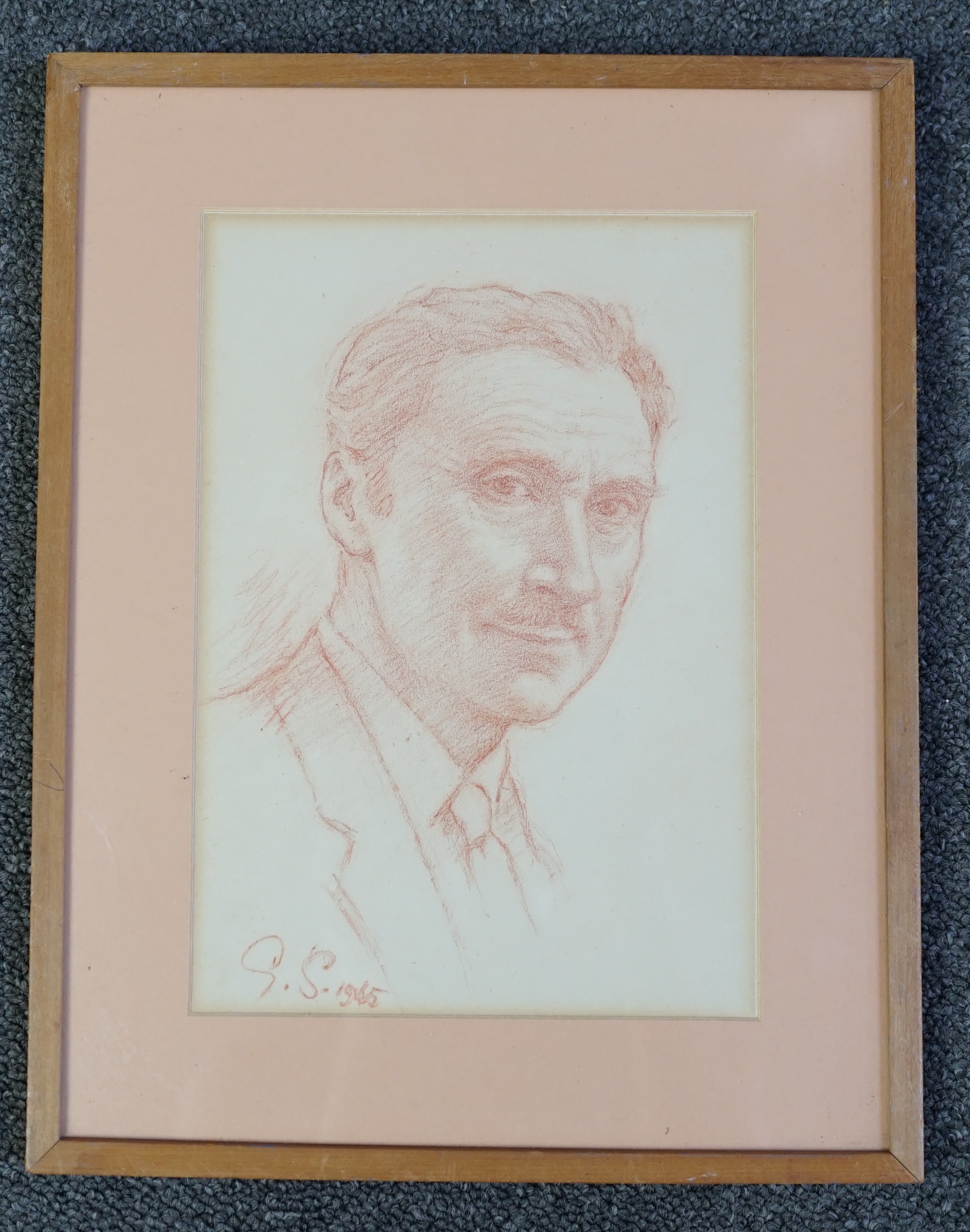 Graham Sutherland (1903-1980), sepia chalk on paper, Portrait of a gentleman, initialled and dated 1965, 21.5 x 15cm. Condition - fair to good